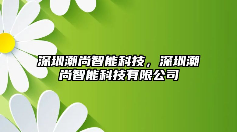 深圳潮尚智能科技，深圳潮尚智能科技有限公司