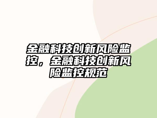 金融科技創(chuàng)新風(fēng)險監(jiān)控，金融科技創(chuàng)新風(fēng)險監(jiān)控規(guī)范