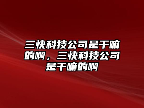 三快科技公司是干嘛的啊，三快科技公司是干嘛的啊