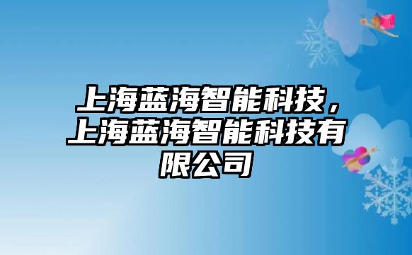 上海藍(lán)海智能科技，上海藍(lán)海智能科技有限公司