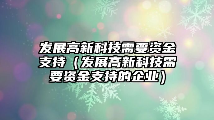 發(fā)展高新科技需要資金支持（發(fā)展高新科技需要資金支持的企業(yè)）