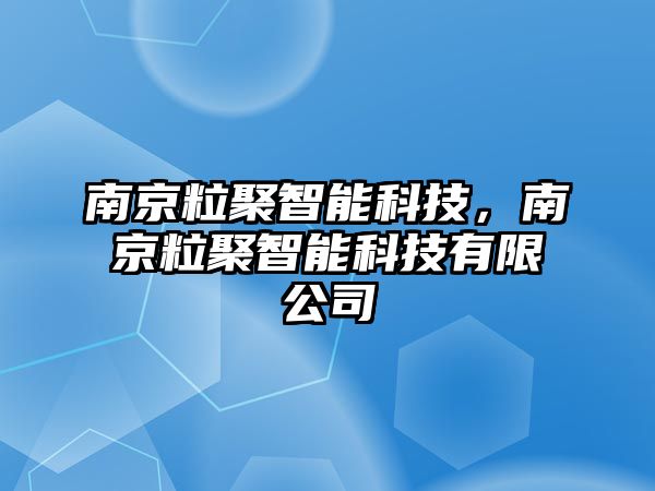 南京粒聚智能科技，南京粒聚智能科技有限公司