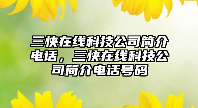 三快在線科技公司簡(jiǎn)介電話，三快在線科技公司簡(jiǎn)介電話號(hào)碼