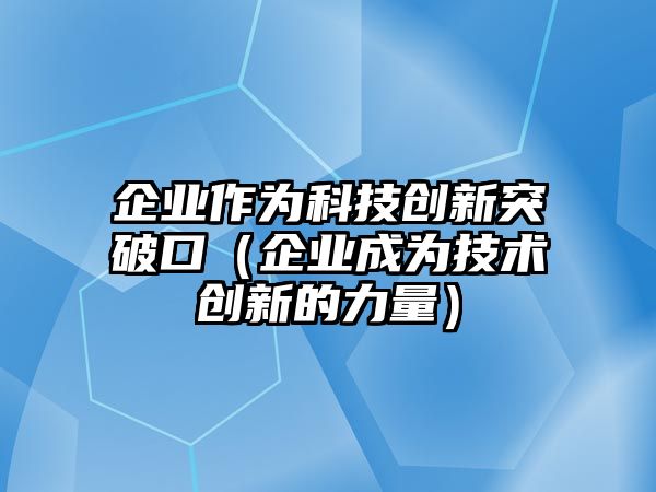 企業(yè)作為科技創(chuàng)新突破口（企業(yè)成為技術(shù)創(chuàng)新的力量）