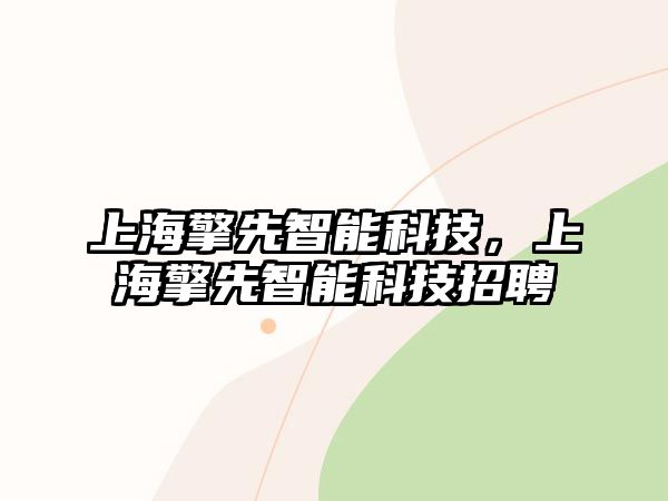 上海擎先智能科技，上海擎先智能科技招聘