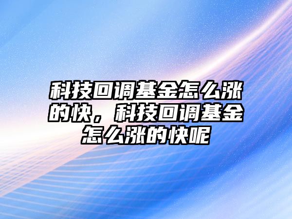 科技回調(diào)基金怎么漲的快，科技回調(diào)基金怎么漲的快呢