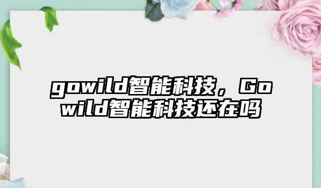 gowild智能科技，Gowild智能科技還在嗎