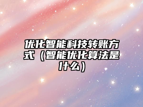 優(yōu)化智能科技轉(zhuǎn)賬方式（智能優(yōu)化算法是什么）