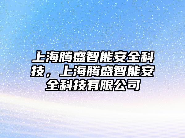 上海騰盛智能安全科技，上海騰盛智能安全科技有限公司