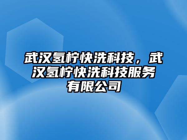 武漢氫檸快洗科技，武漢氫檸快洗科技服務(wù)有限公司