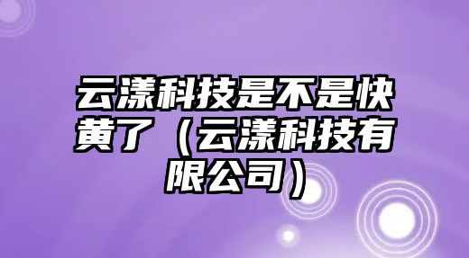 云漾科技是不是快黃了（云漾科技有限公司）