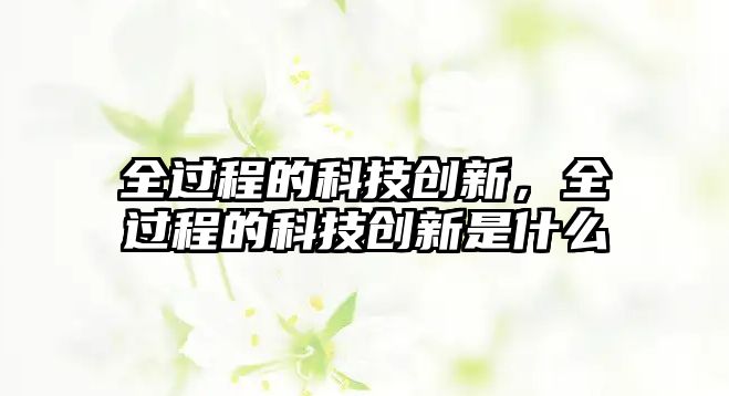 全過程的科技創(chuàng)新，全過程的科技創(chuàng)新是什么