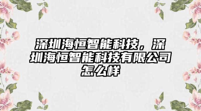 深圳海恒智能科技，深圳海恒智能科技有限公司怎么樣