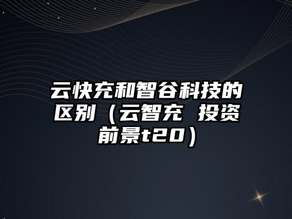 云快充和智谷科技的區(qū)別（云智充 投資前景t20）