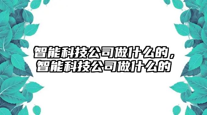 智能科技公司做什么的，智能科技公司做什么的