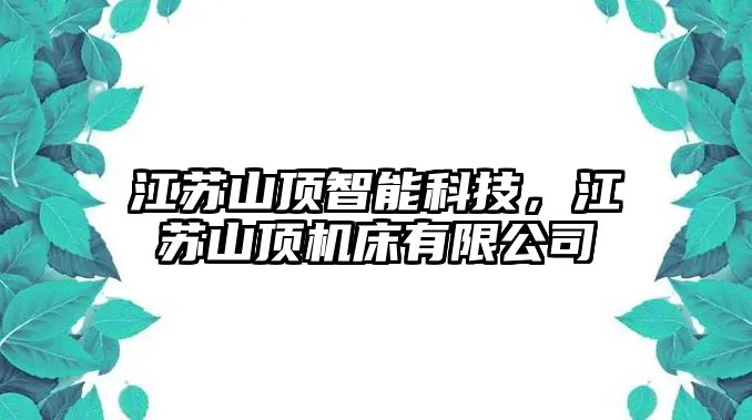 江蘇山頂智能科技，江蘇山頂機(jī)床有限公司