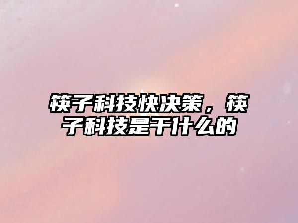 筷子科技快決策，筷子科技是干什么的