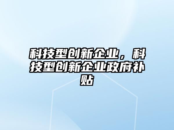 科技型創(chuàng)新企業(yè)，科技型創(chuàng)新企業(yè)政府補貼