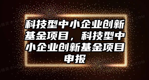 科技型中小企業(yè)創(chuàng)新基金項(xiàng)目，科技型中小企業(yè)創(chuàng)新基金項(xiàng)目申報(bào)