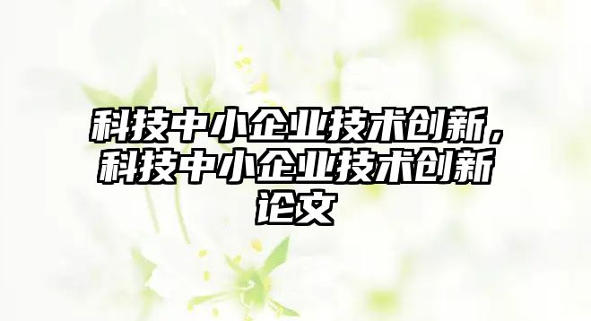 科技中小企業(yè)技術創(chuàng)新，科技中小企業(yè)技術創(chuàng)新論文