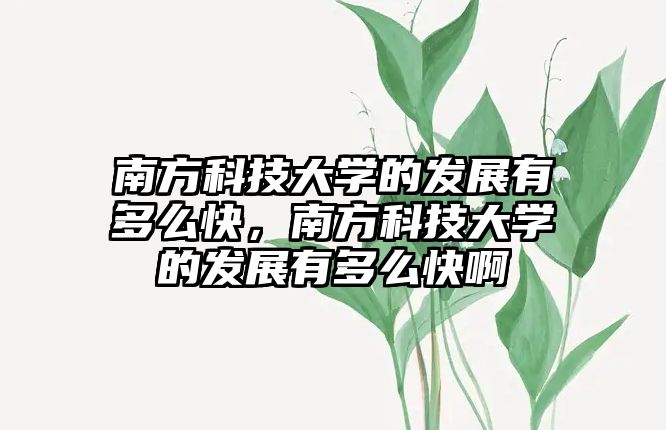 南方科技大學的發(fā)展有多么快，南方科技大學的發(fā)展有多么快啊