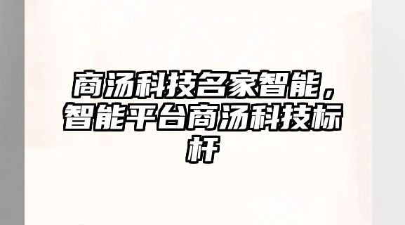 商湯科技名家智能，智能平臺(tái)商湯科技標(biāo)桿