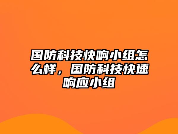 國防科技快響小組怎么樣，國防科技快速響應(yīng)小組