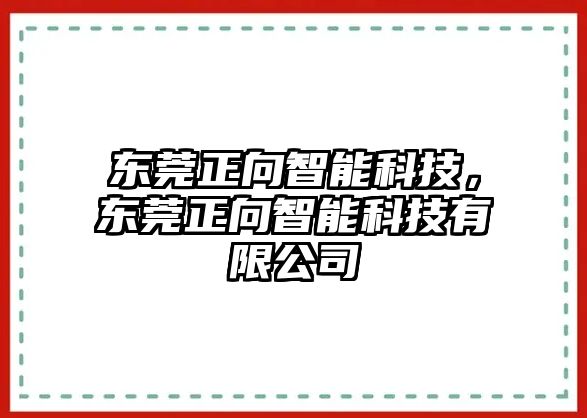 東莞正向智能科技，東莞正向智能科技有限公司