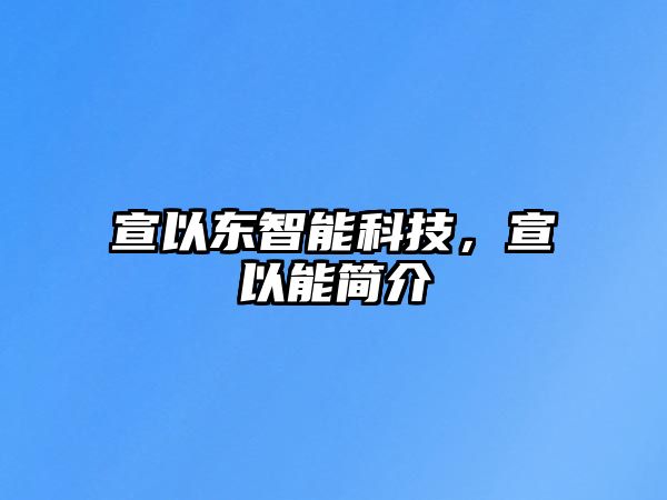 宣以東智能科技，宣以能簡(jiǎn)介